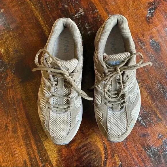 Ryka womens walking sneaker athletic shoes womens size 7.5 tan mesh suede - Picture 2 of 8